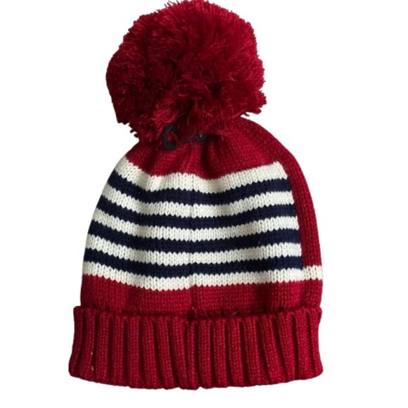 C.C Exclusives Red Flag Pom Pom Beanie Cap #D - Picture 3 of 4